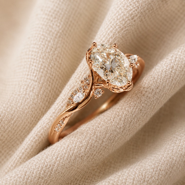 Oval solitaire ring