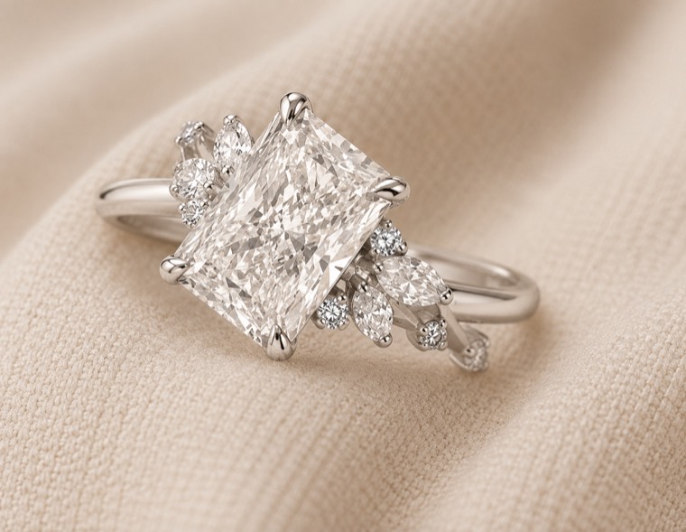 Radiant-cut ring
