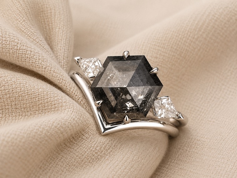 Salt & pepper diamond ring